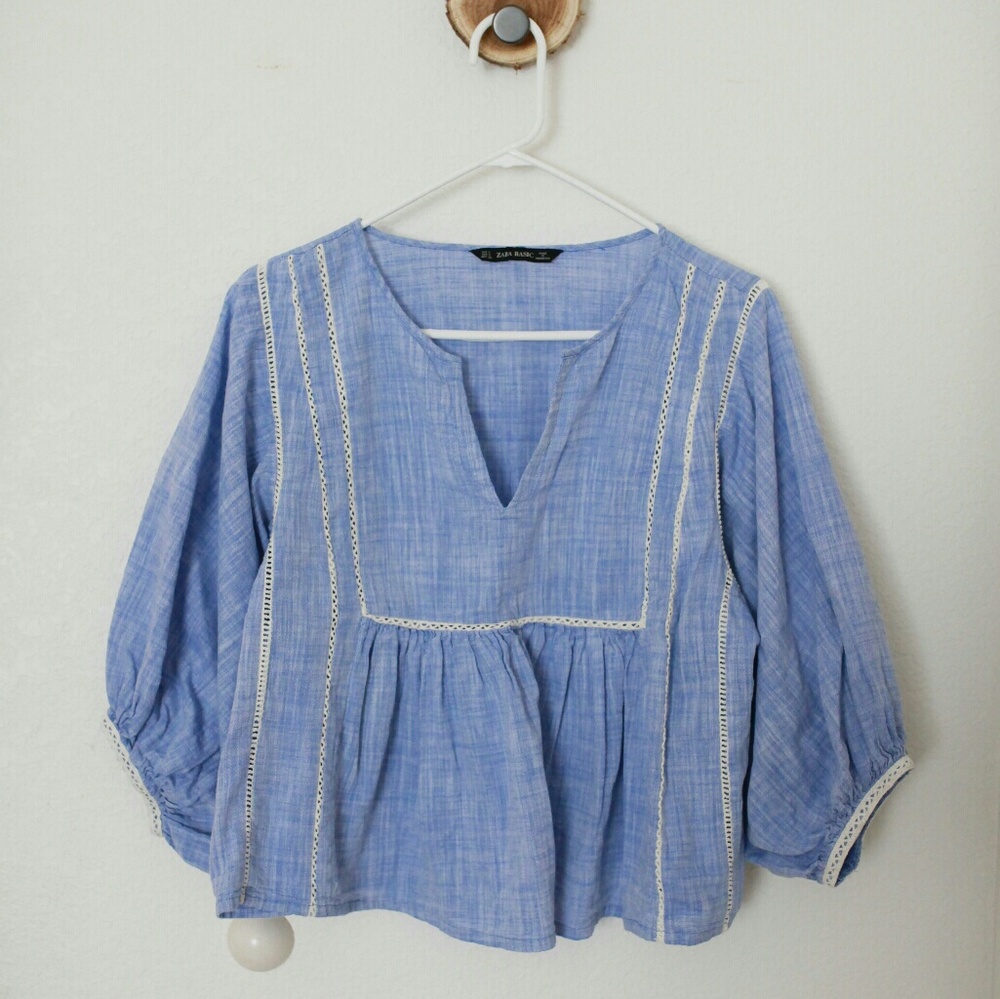 Zara Basic balloon sleeve crop top